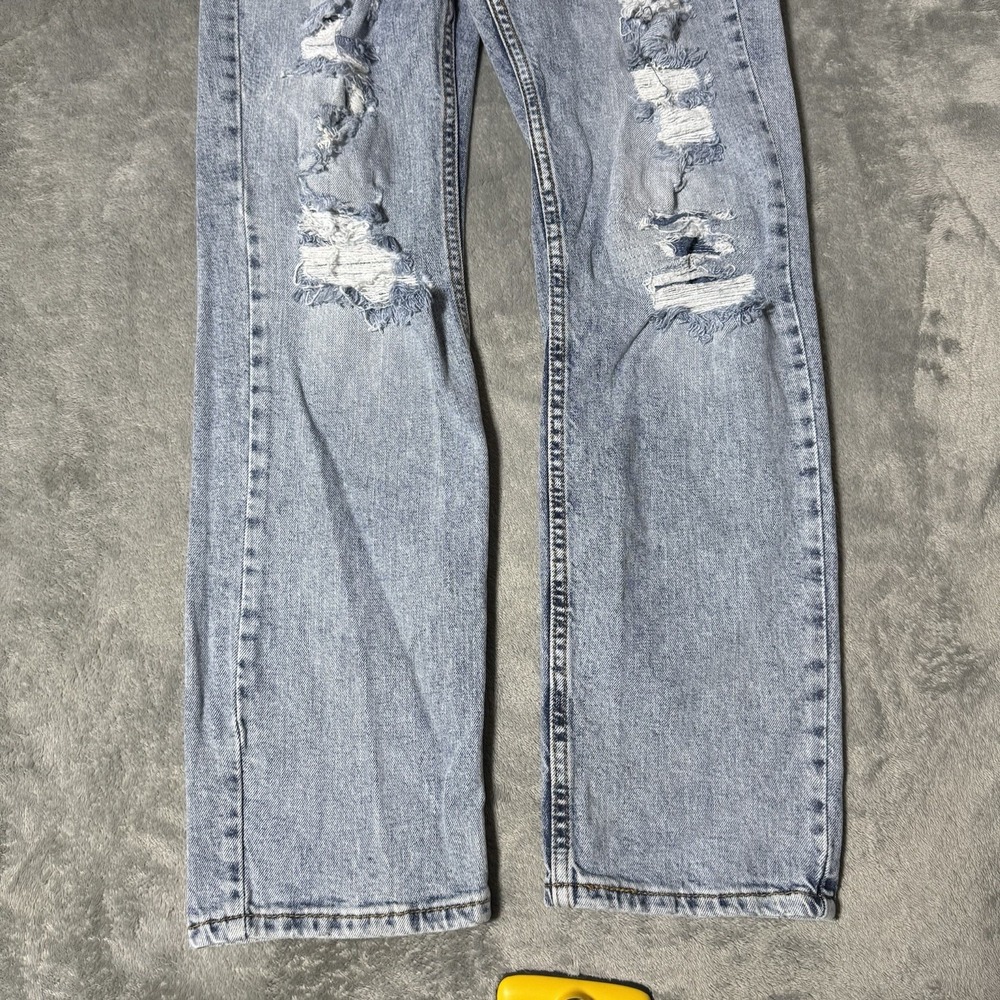 Levis 511 Jeans Men 32x30 Blue Slim Fit Pants Light Wash Denim Distress Hipster - Picture 2 of 11